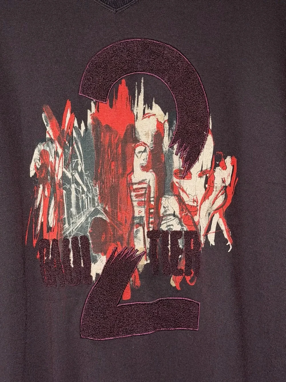 Black Graphic Sweatshirt with Red Accents